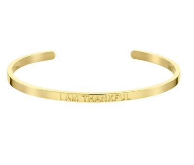 ‘I Am Thankful’ Affirmation Bracelet 14k Gold Plated