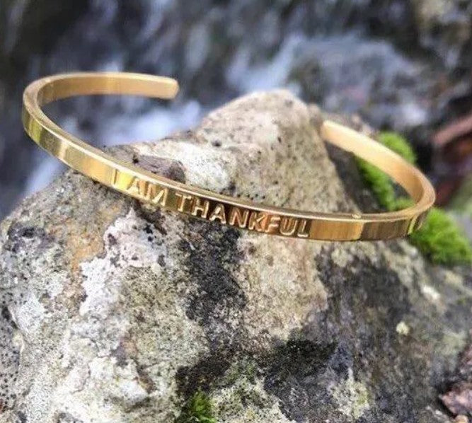 ‘I Am Thankful’ Affirmation Bracelet 14k Gold Plated