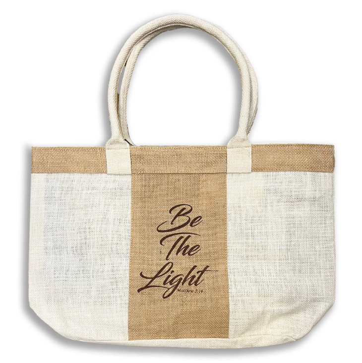 Be The Light Jute Tote Bag Premier Christian Marketplace