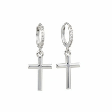 Silver cross earrings