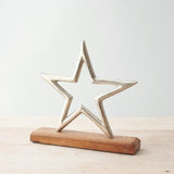 Silver Metal Star on Wooden Base