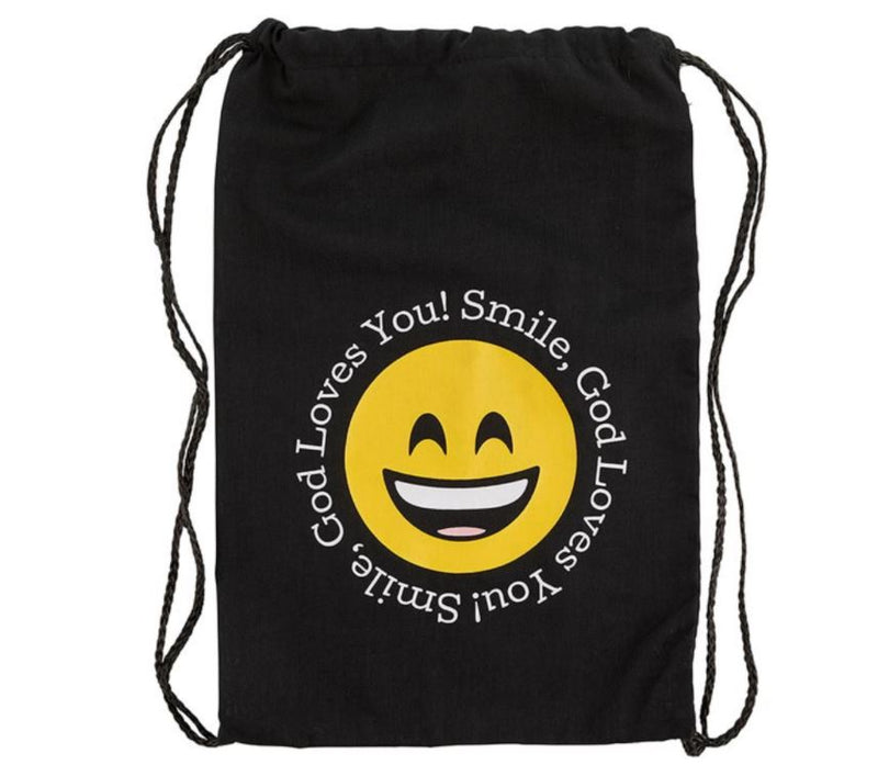 Smile! God Loves You Drawstring Backpack