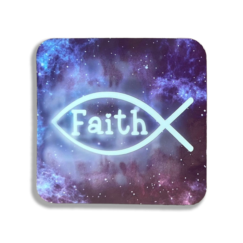 Faith Fish Coaster- Purple