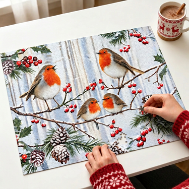 Wooden Puzzle 1000pcs Robins & Berries