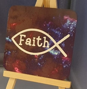 Faith Fish Coaster- Purple
