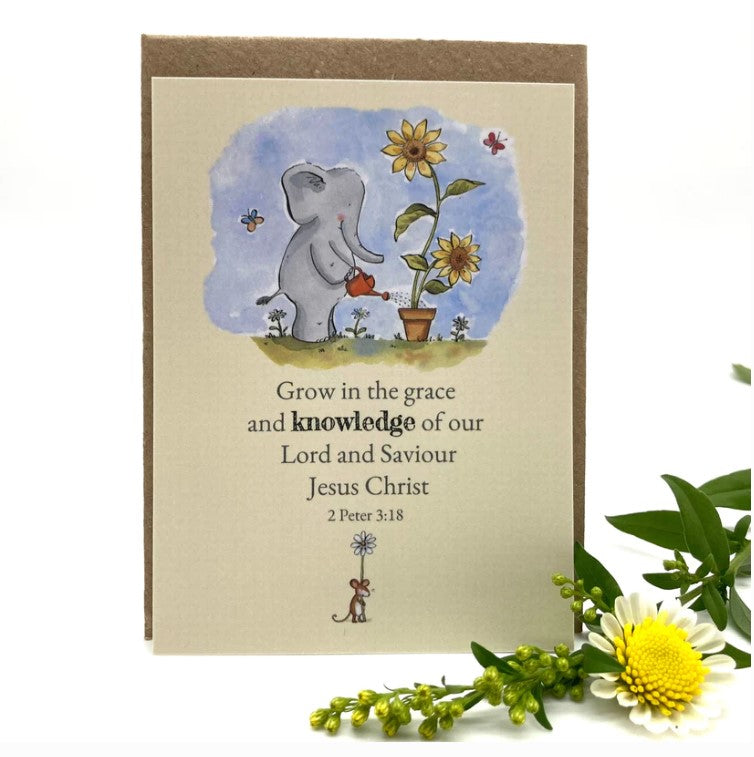 Grow in Grace Elephant Keepsake Card