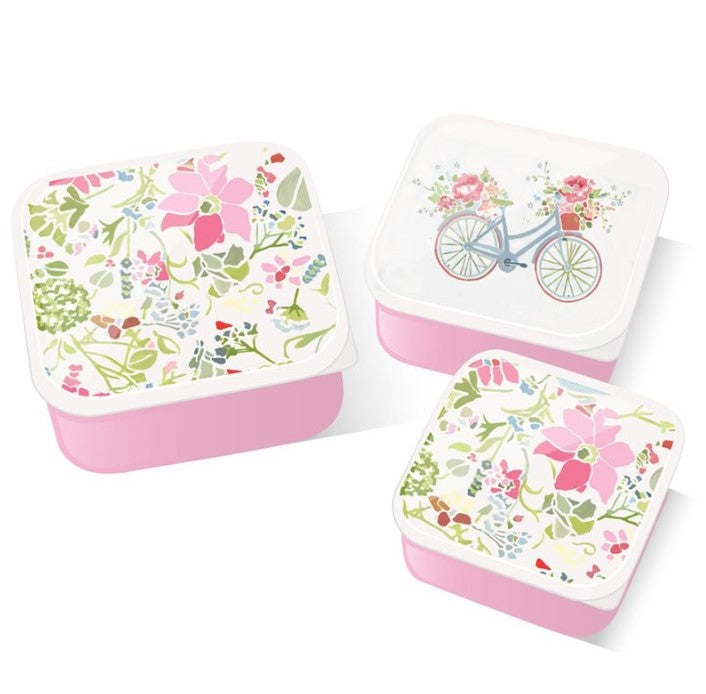 Set Of 3  Botanical Lunch Boxes 13cm