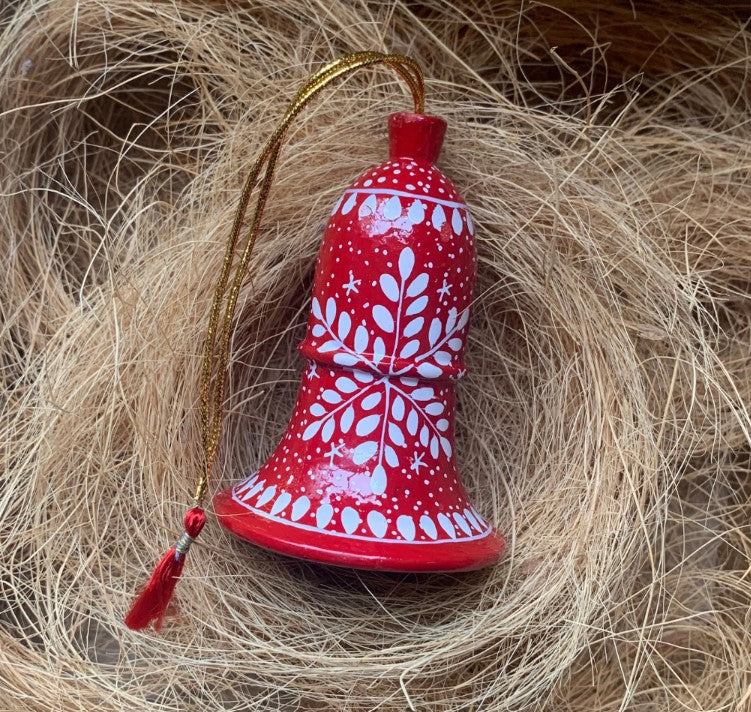 Hanging Bell- Red Snowflake Design