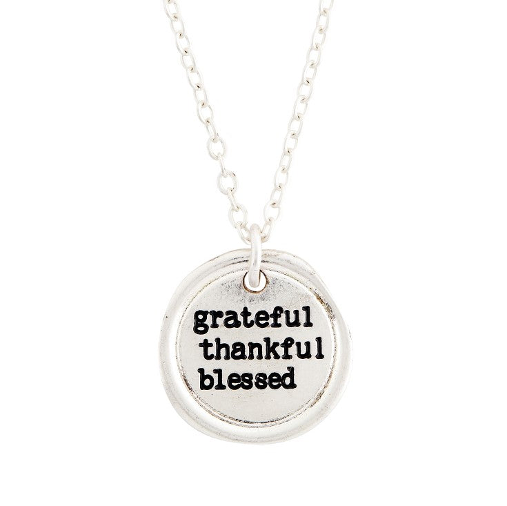 Sealed In Faith Necklace– Grateful, Thankful & Blessed