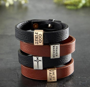 Boxed Leather Bracelet – God First