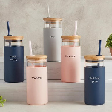 Boxed Glass & Bamboo Tumbler- Pray