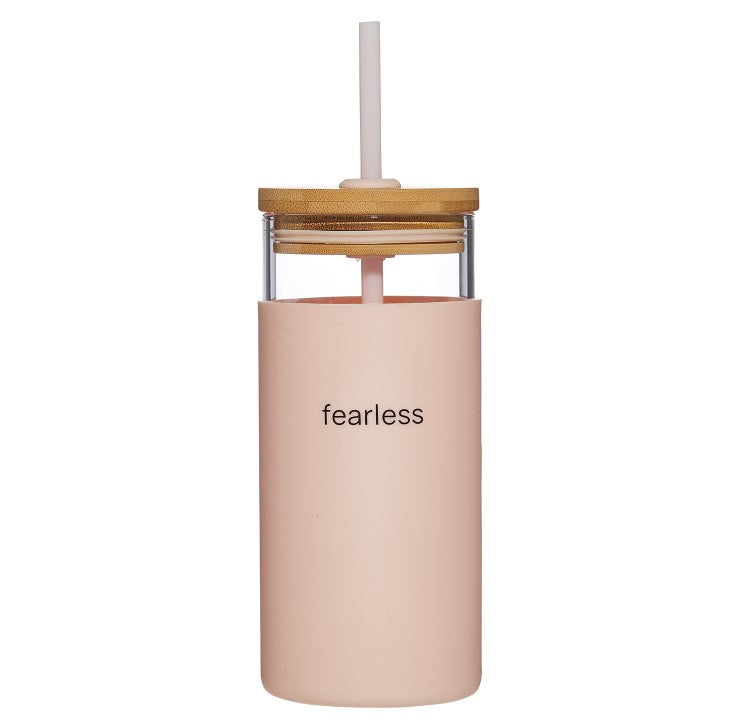 Boxed Glass & Bamboo Tumbler- Fearless