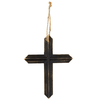 Rustic Hanging Cross- Black 7"