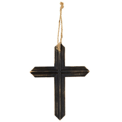 Rustic Hanging Cross- Black 11"