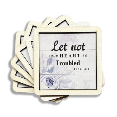 Set of 6 Coasters – Let Not Your Heart Be Troubled