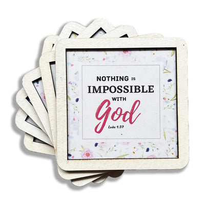 Set of 6 Coasters – Nothing is impossible with God