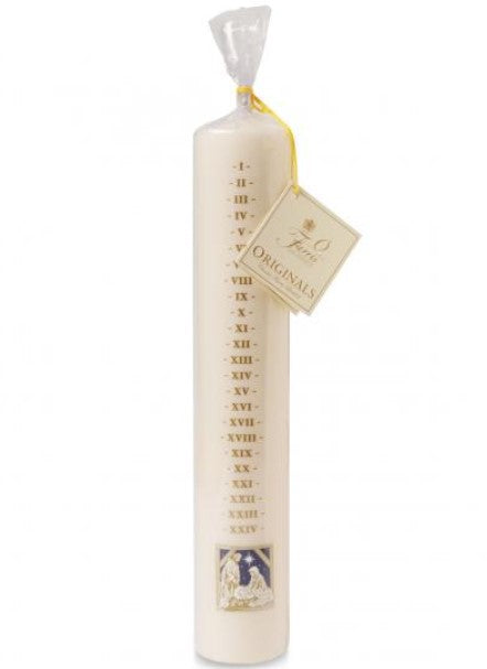 Large Dated Advent Candle- Nativity Design White