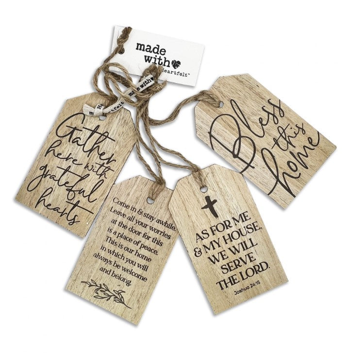 Bless This Home Wooden Tag Set