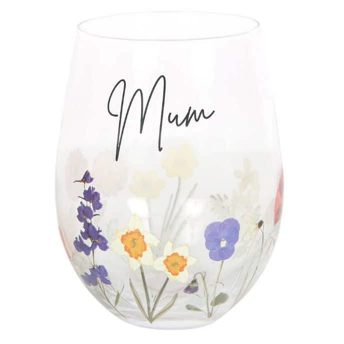 Stemless Glass - Mum Flowers