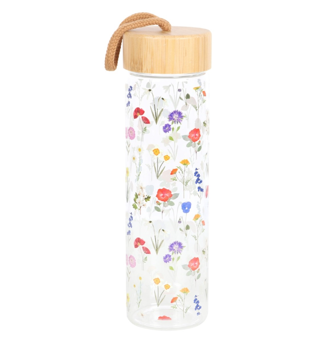 Glass Water Bottle- Wildflowers