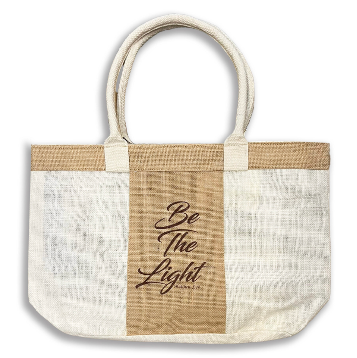 Be The Light Jute Tote Bag