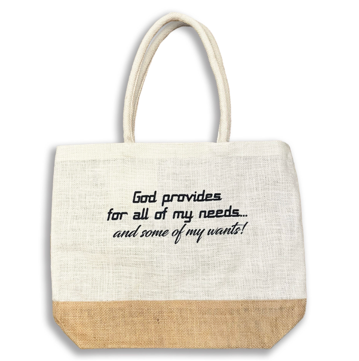 God Provides Jute Tote Bag
