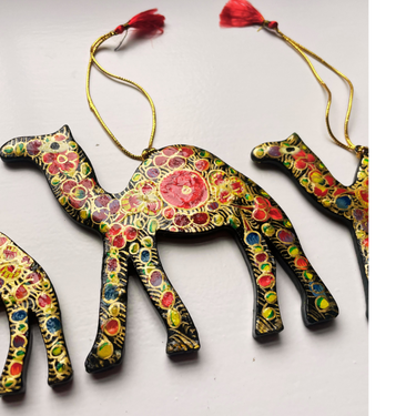 Hand Painted Star Decoration (pack of 3) Multi Floral