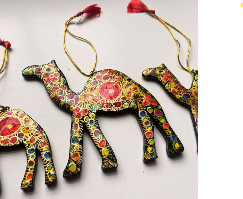 Hand Painted Camel Decoration (pack of 3) Multi Floral