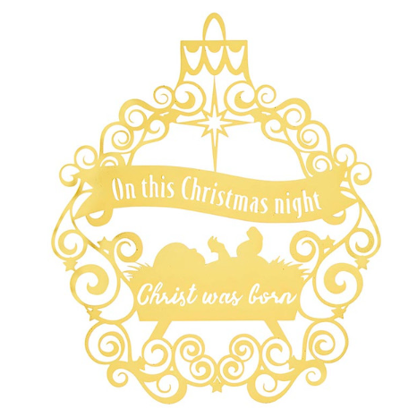 Christ Child in Manger Brass Christmas Ornament