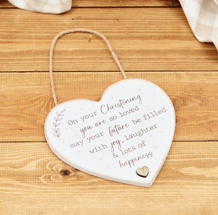 Baby Christening Day- Heart Plaque