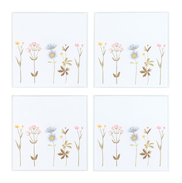 Blooming Lovely Set of 4 Floral Glass Coasters