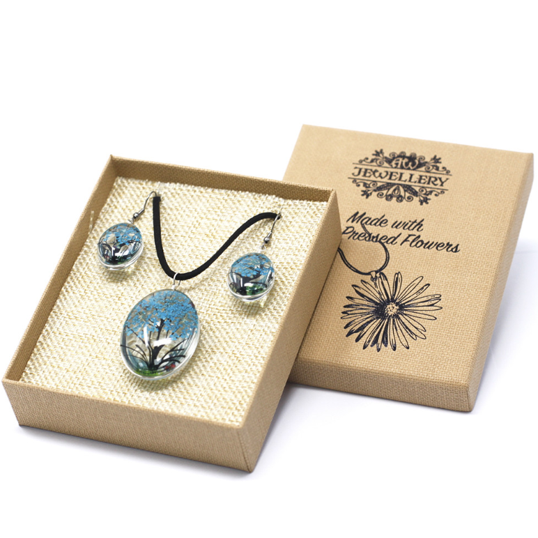 Tree of Life Jewellery Set - Teal Flowers