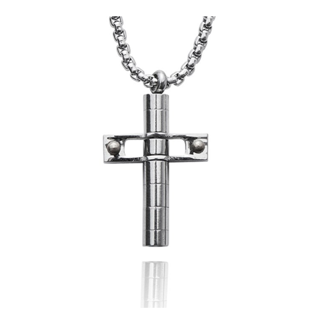 Modern Cross Necklace- Silver