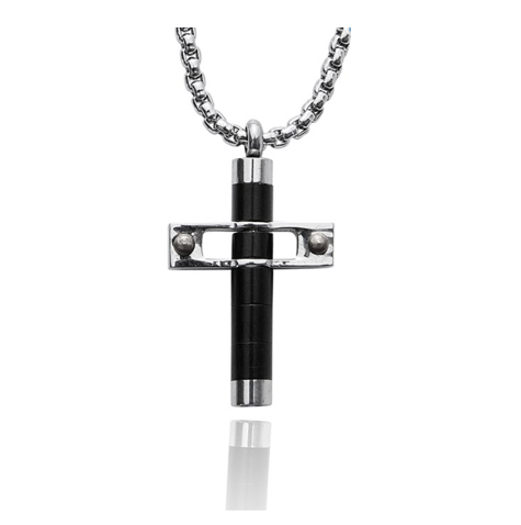 Modern Cross Necklace- Black