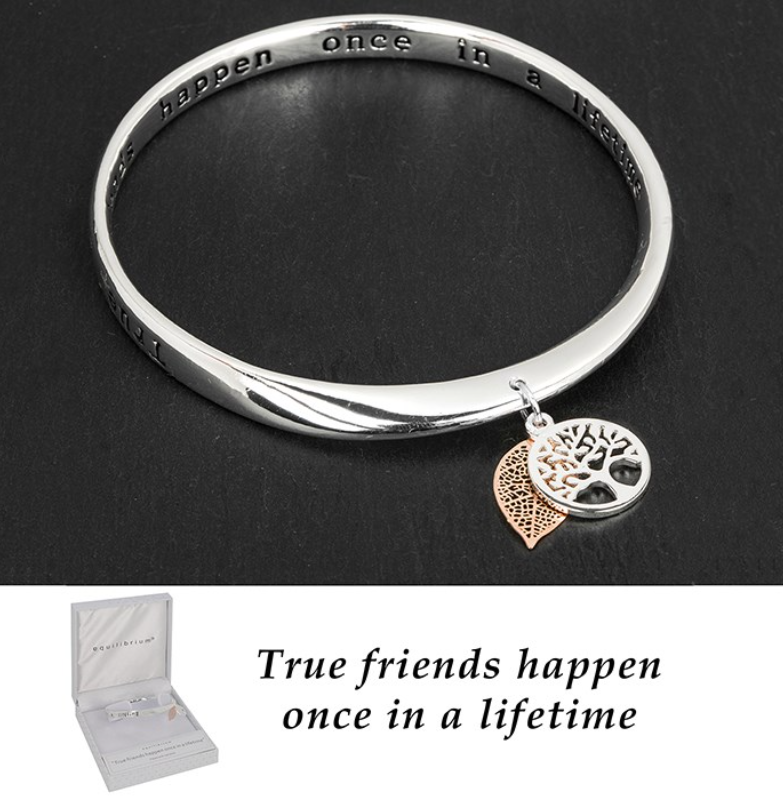 Tree of Life Two Tone Bangle- Friend