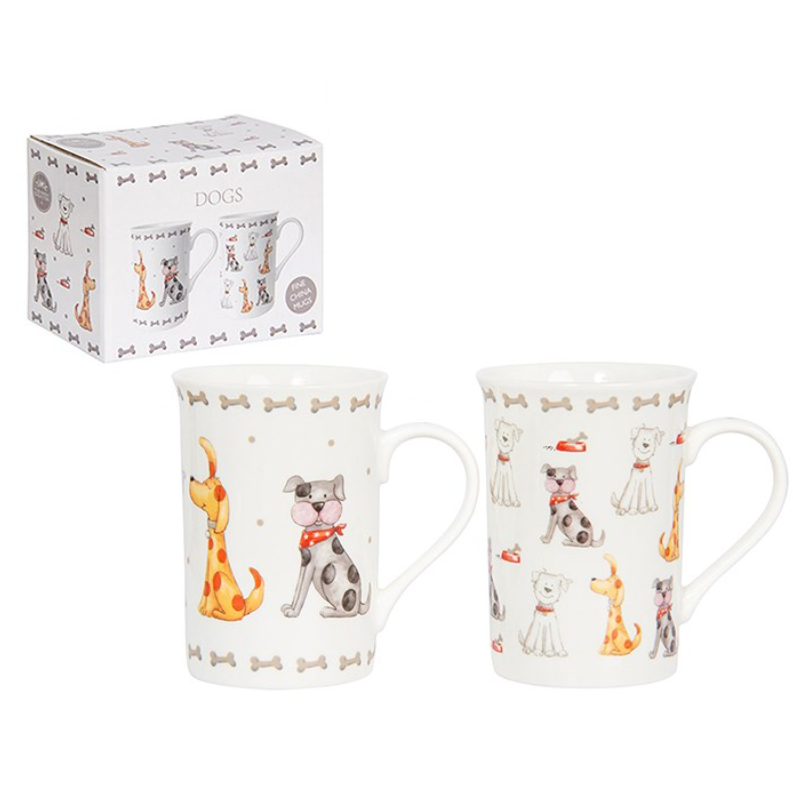 Faithful Friends- Set of 2 Dog Design Mugs