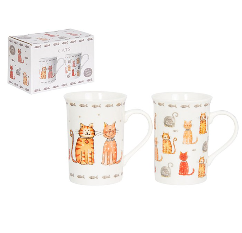 Faithful Friends- Set of 2 Cat Design Mugs