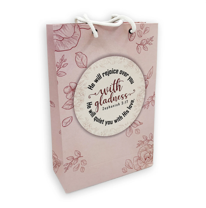 Medium Gift Bag – “He Will Rejoice Over You with Gladness”