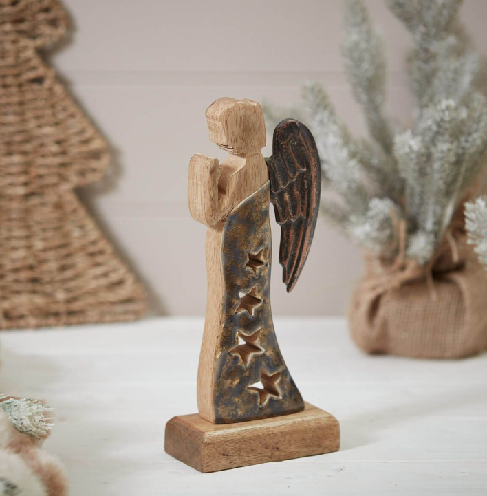 Mango Wood Angel Ornament