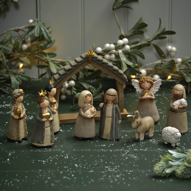 10 Piece Resin Nativity Set with Stable