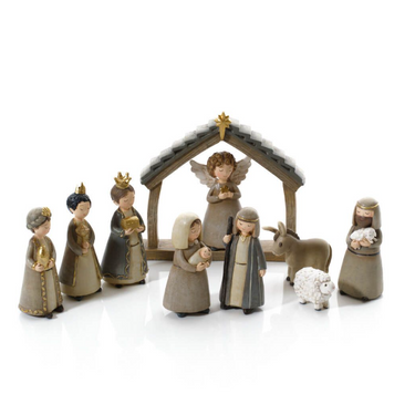 10 Piece Resin Nativity Set with Stable