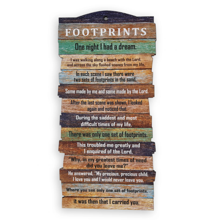 Large Stacked Wooden Plaque – “Footprints”