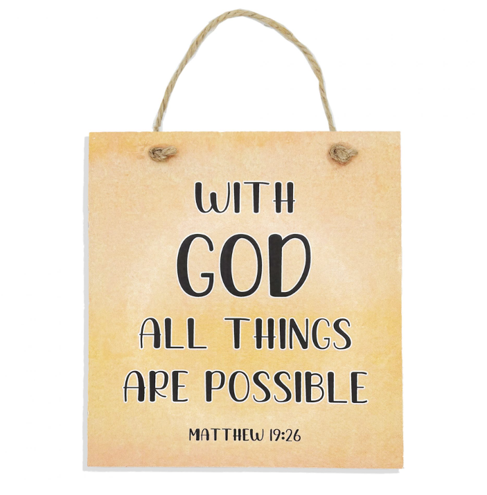 With God All Things Are Possible Coloured Plaque