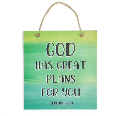 God Has Great Plans For You Coloured Plaque
