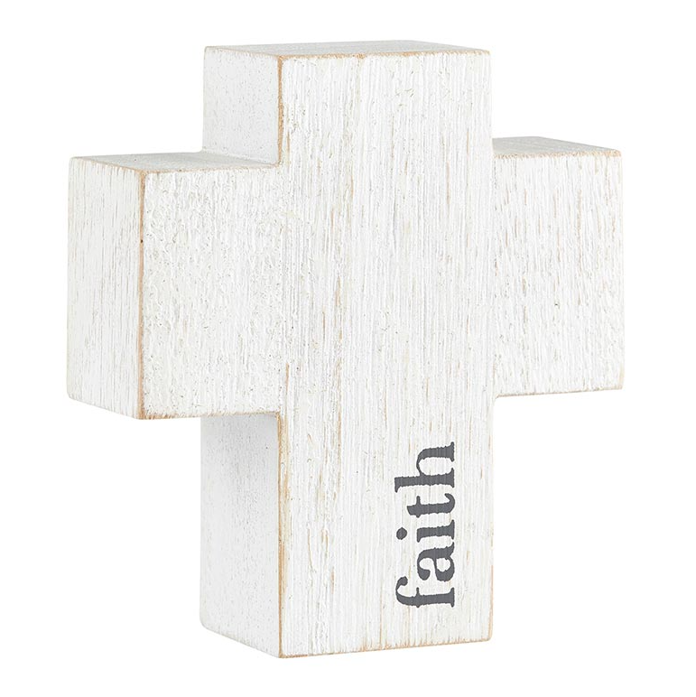 4″ Wood Cross Sitting Plaque – Faith