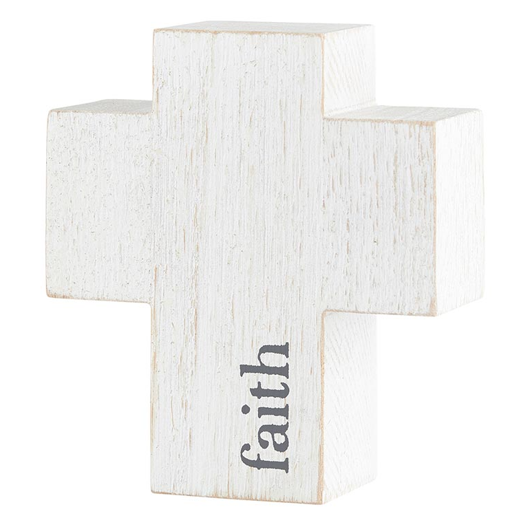 4″ Wood Cross Sitting Plaque – Faith