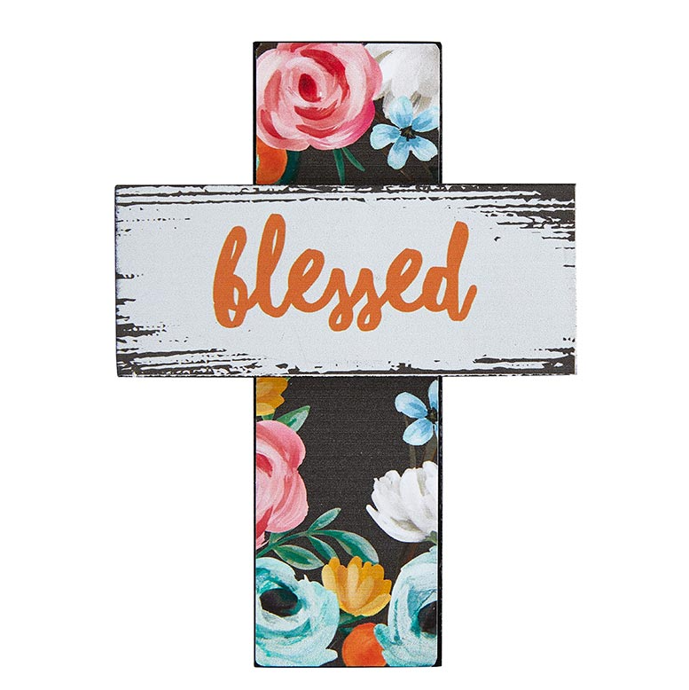 Tabletop Easel Cross – Blessed