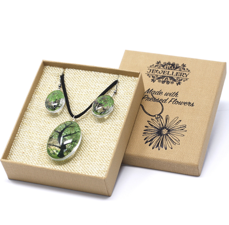 Tree of Life Jewellery Set - Green Flowers