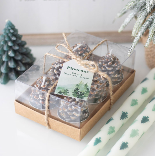 Set of 6 Pinecone Tealight Candles