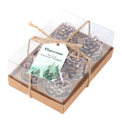 Set of 6 Pinecone Tealight Candles